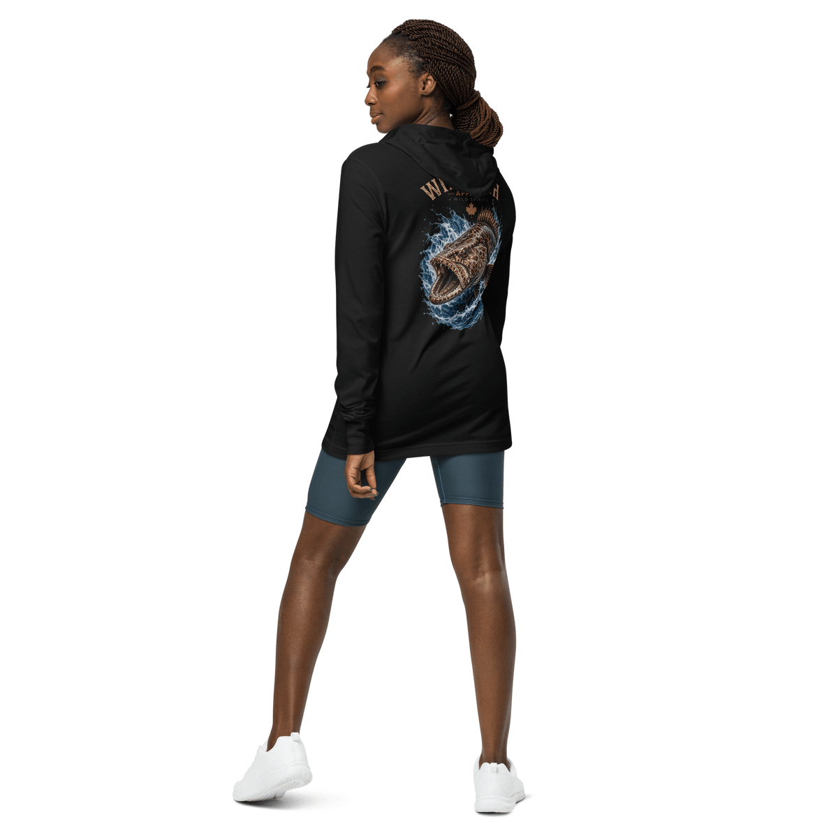 #wild_north_apparelThe Coastal Predator Lingcod Wild Spirit - Hooded long-sleeve tee - Wild North Apparel™#canadian_outdoor_wildlife_inspired_clothing#