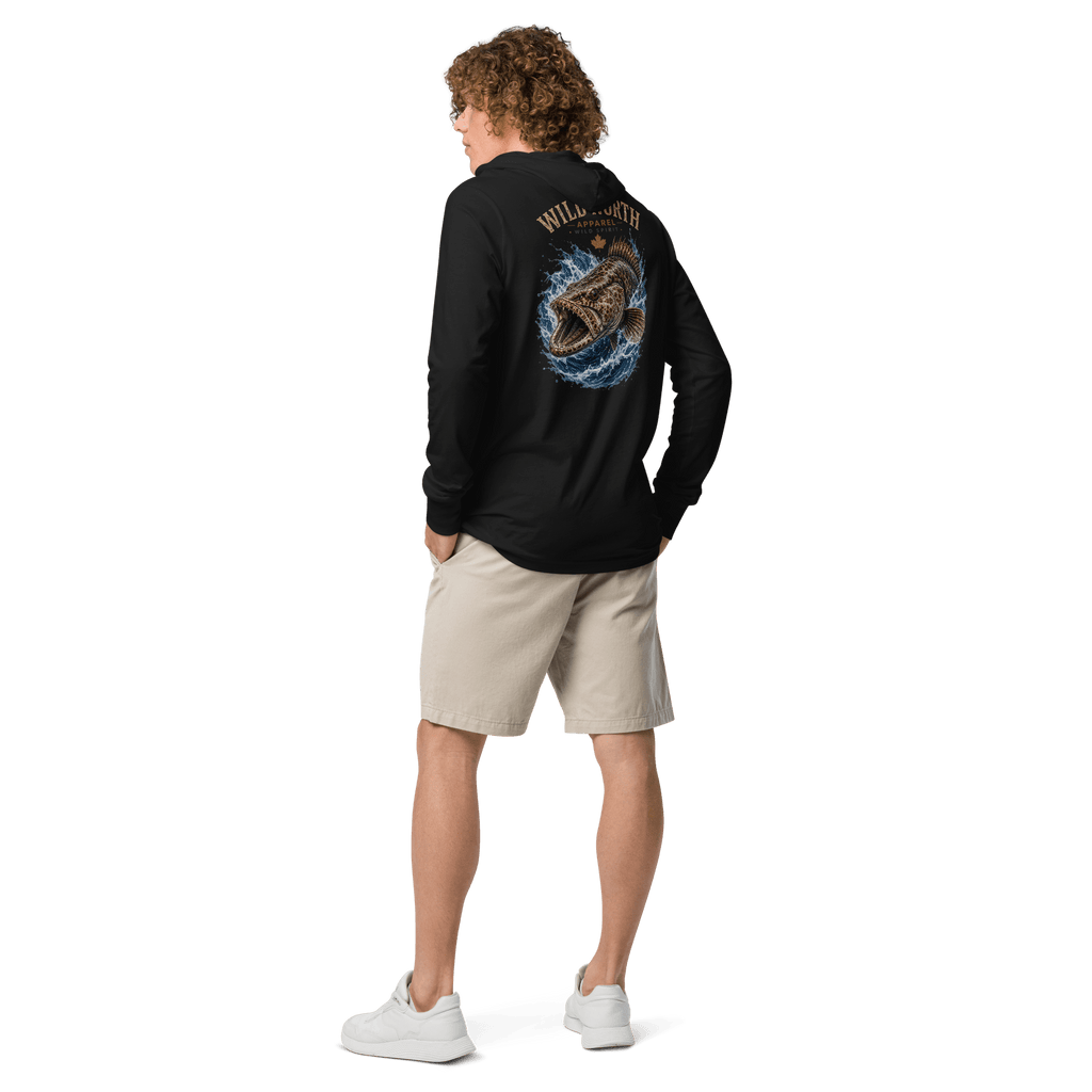 #wild_north_apparelThe Coastal Predator Lingcod Wild Spirit - Hooded long-sleeve tee - Wild North Apparel™#canadian_outdoor_wildlife_inspired_clothing#