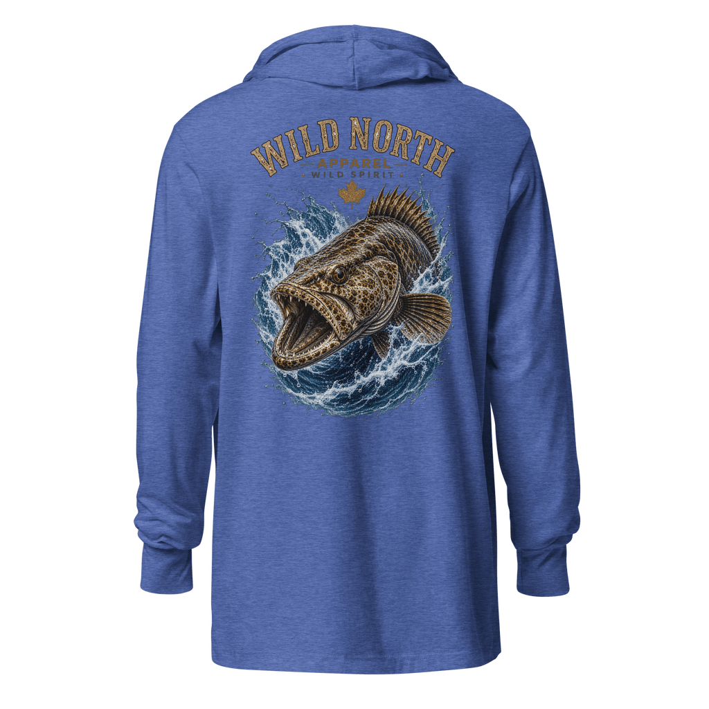 #wild_north_apparelThe Coastal Predator Lingcod Wild Spirit - Hooded long-sleeve tee - Wild North Apparel™#canadian_outdoor_wildlife_inspired_clothing#