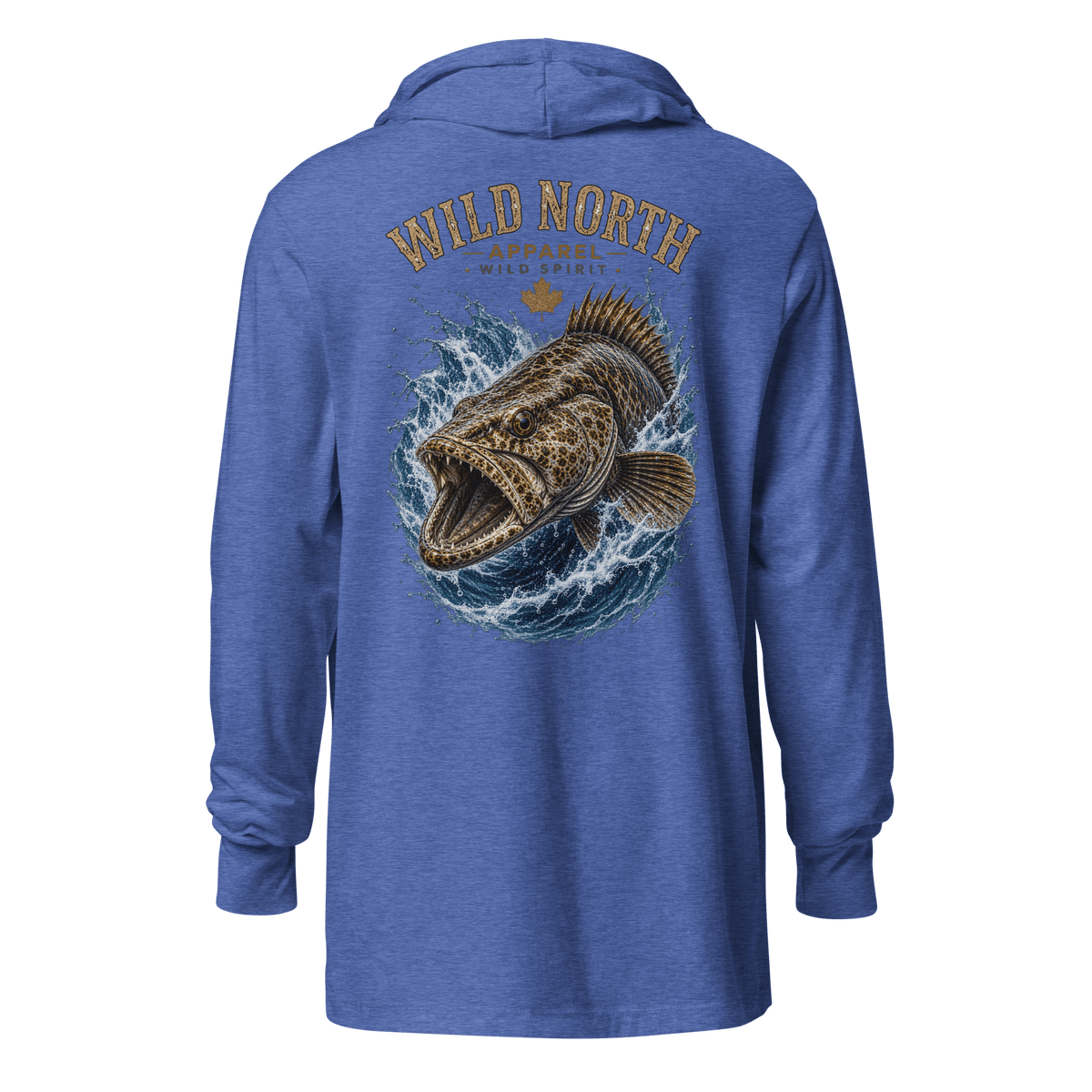 #wild_north_apparelThe Coastal Predator Lingcod Wild Spirit - Hooded long-sleeve tee - Wild North Apparel™#canadian_outdoor_wildlife_inspired_clothing#