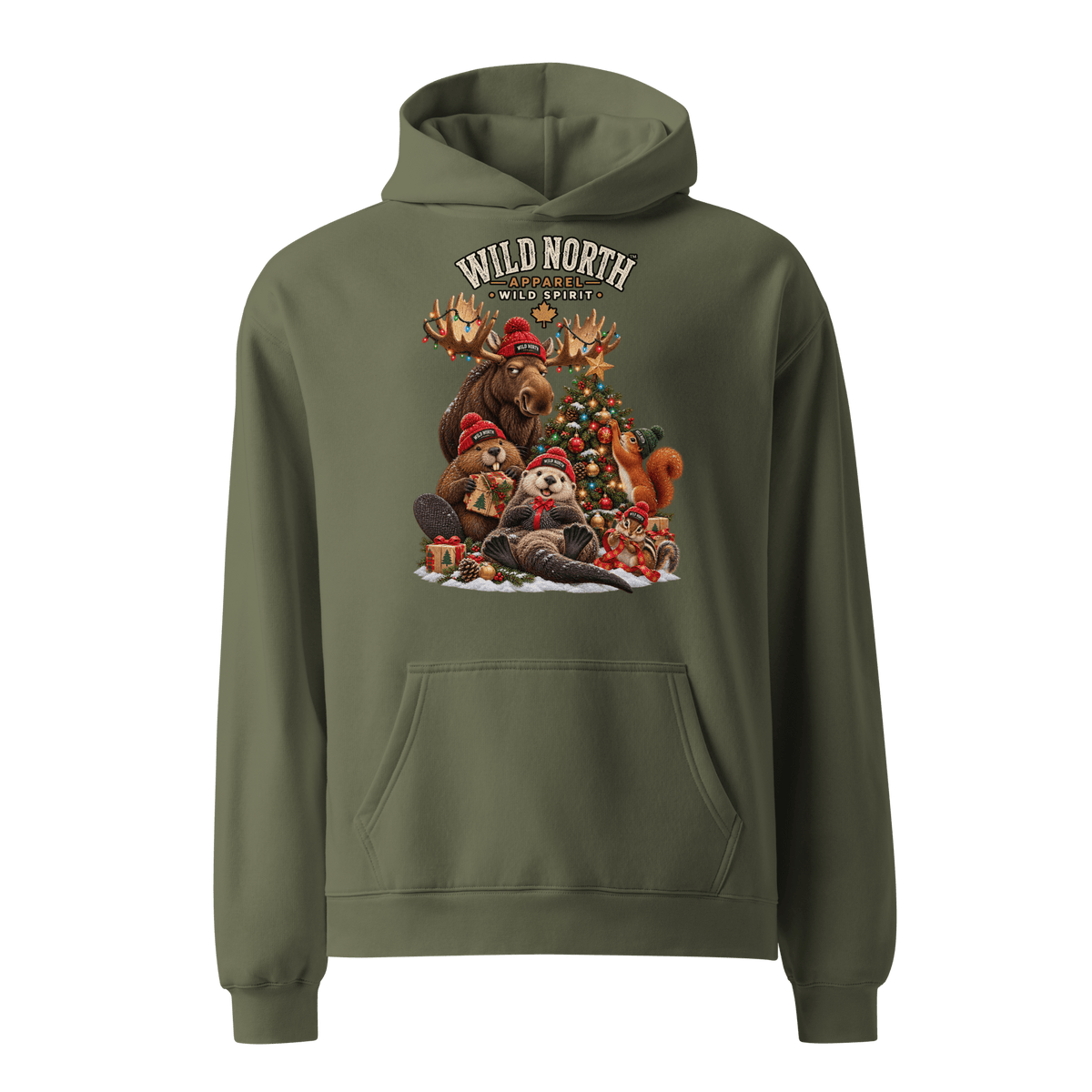 #wild_north_apparelWild North™ Christmas Critter Crew - Unisex oversized hoodie - Wild North Apparel™#canadian_outdoor_wildlife_inspired_clothing#