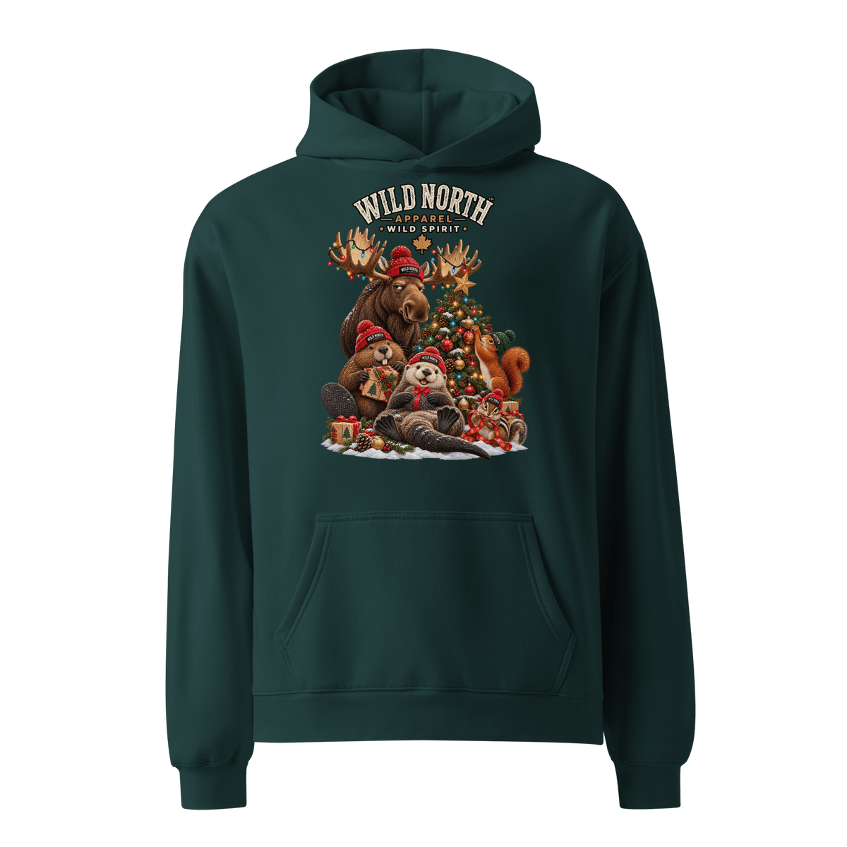 #wild_north_apparelWild North™ Christmas Critter Crew - Unisex oversized hoodie - Wild North Apparel™#canadian_outdoor_wildlife_inspired_clothing#
