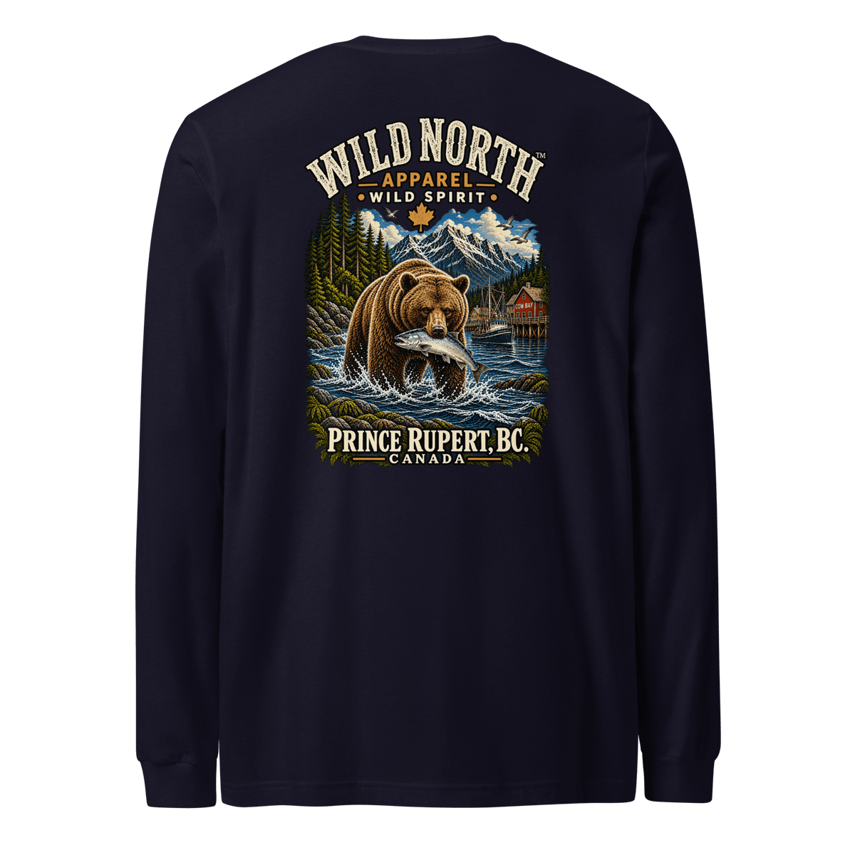 #wild_north_apparelWild North Prince Rupert Grizzly Heritage™ - Unisex Long Sleeve Tee - Wild North Apparel™#canadian_outdoor_wildlife_inspired_clothing#