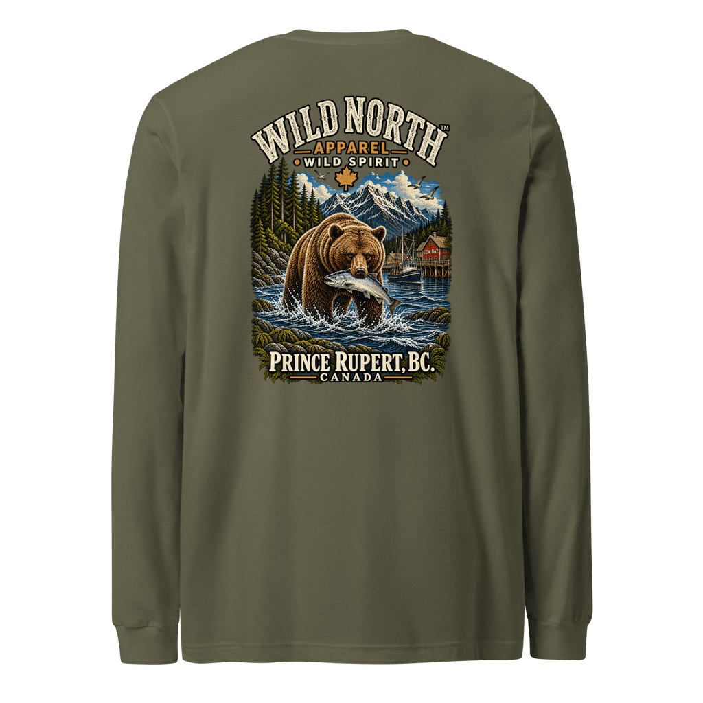 #wild_north_apparelWild North Prince Rupert Grizzly Heritage™ - Unisex Long Sleeve Tee - Wild North Apparel™#canadian_outdoor_wildlife_inspired_clothing#