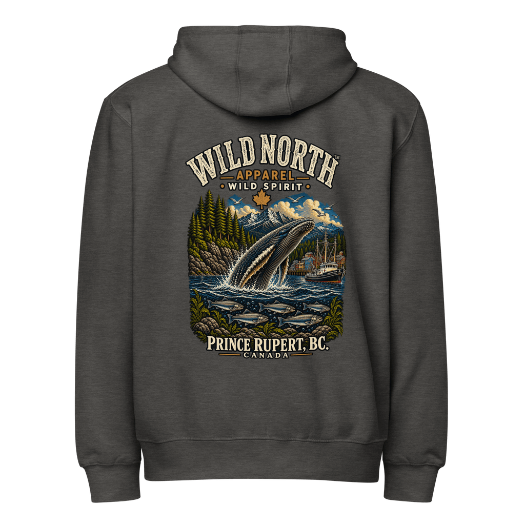 #wild_north_apparelWild North Prince Rupert Harbour Humpback™ - Premium full zip hoodie - Wild North Apparel™#canadian_outdoor_wildlife_inspired_clothing#