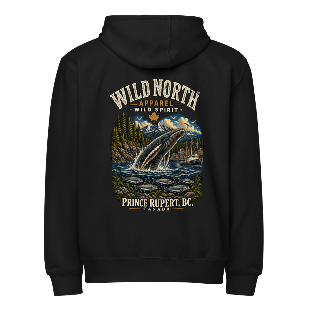 #wild_north_apparelWild North Prince Rupert Harbour Humpback™ - Premium full zip hoodie - Wild North Apparel™#canadian_outdoor_wildlife_inspired_clothing#