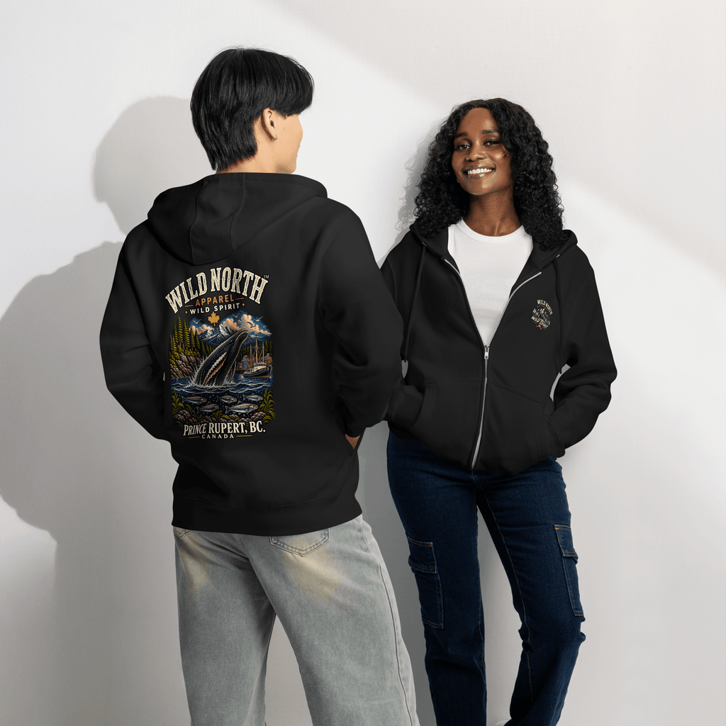 #wild_north_apparelWild North Prince Rupert Harbour Humpback™ - Premium full zip hoodie - Wild North Apparel™#canadian_outdoor_wildlife_inspired_clothing#