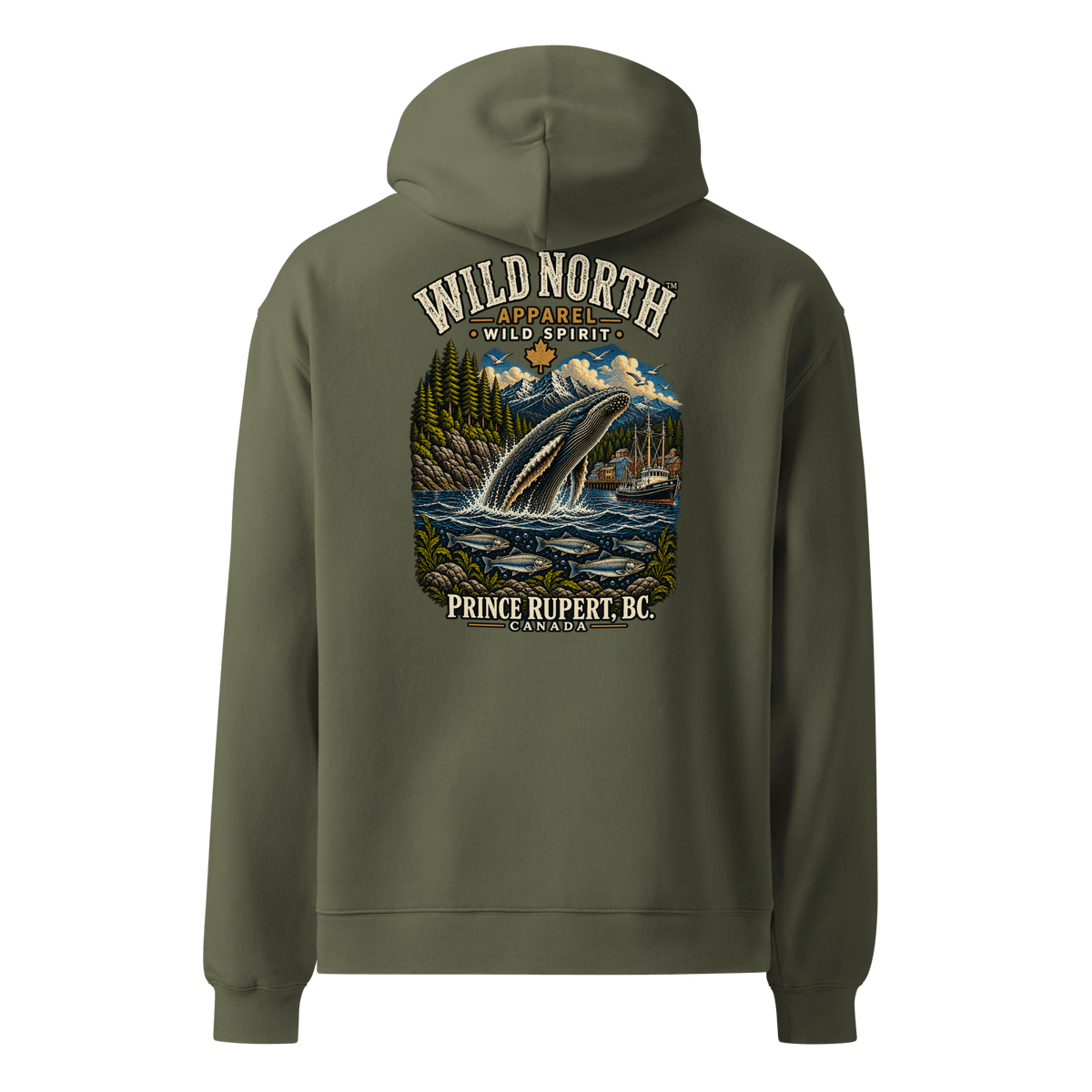 #wild_north_apparelWild North Prince Rupert Harbour Humpback™ - Unisex oversized hoodie - Wild North Apparel™#canadian_outdoor_wildlife_inspired_clothing#