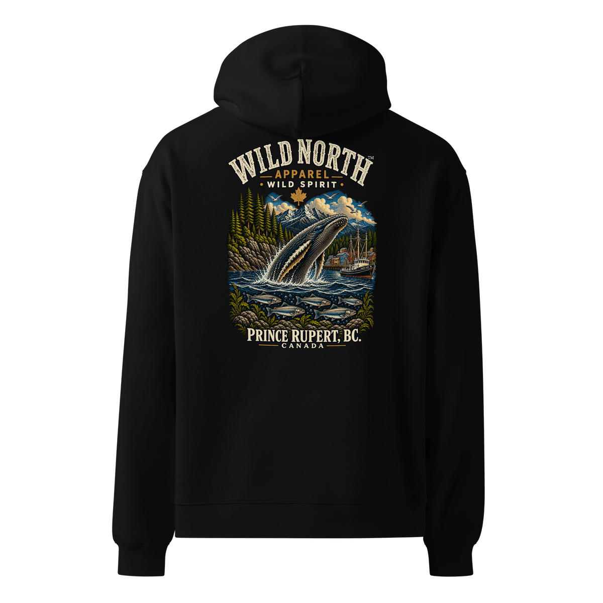 #wild_north_apparelWild North Prince Rupert Harbour Humpback™ - Unisex oversized hoodie - Wild North Apparel™#canadian_outdoor_wildlife_inspired_clothing#