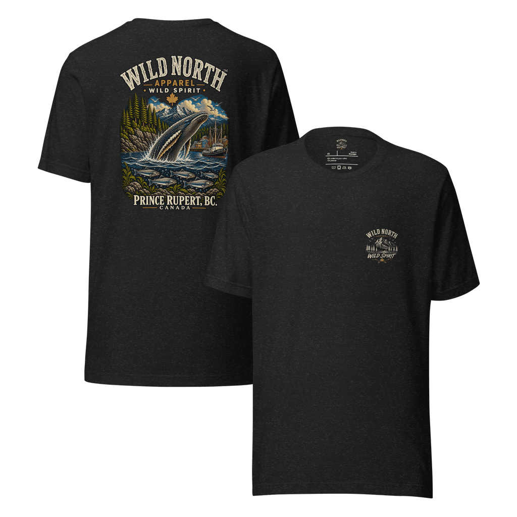 #wild_north_apparelWild North Prince Rupert Harbour Humpback™ - Unisex t-shirt - Wild North Apparel™#canadian_outdoor_wildlife_inspired_clothing#