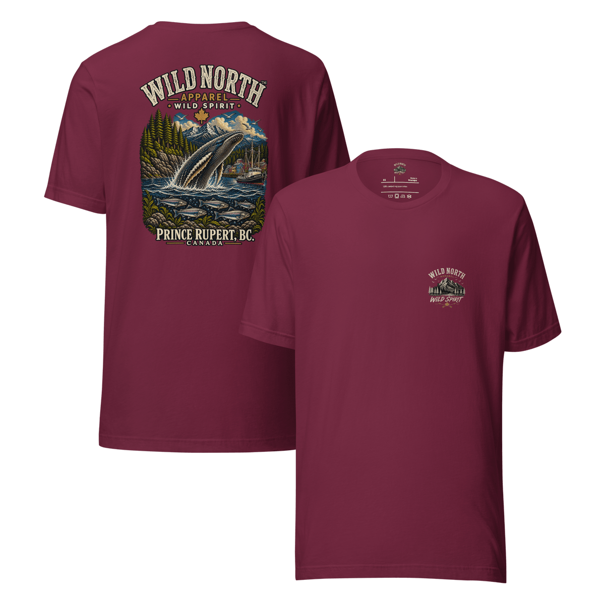 #wild_north_apparelWild North Prince Rupert Harbour Humpback™ - Unisex t-shirt - Wild North Apparel™#canadian_outdoor_wildlife_inspired_clothing#