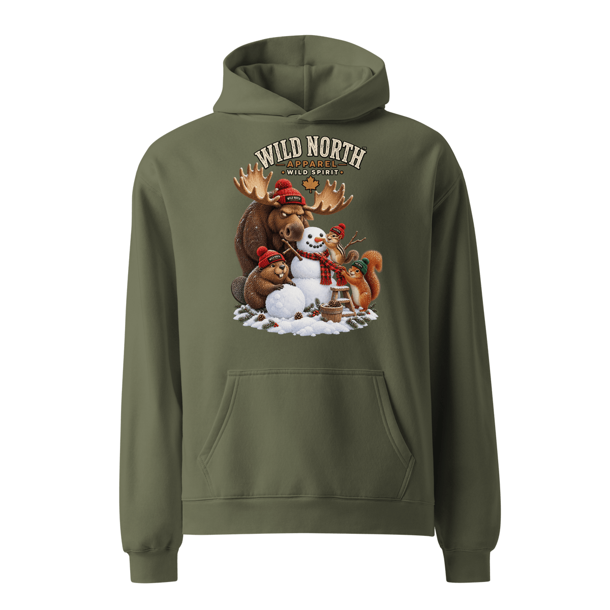 #wild_north_apparelWild North™ Snowman Construction Crew - Unisex oversized hoodie - Wild North Apparel™#canadian_outdoor_wildlife_inspired_clothing#