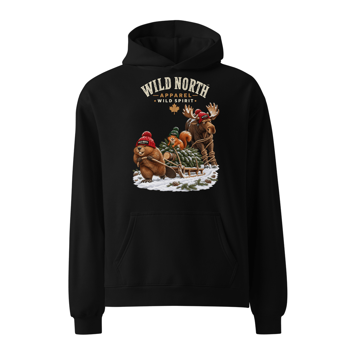 #wild_north_apparelWild North™ The Great Christmas Tree Heist - Unisex oversized hoodie - Wild North Apparel™#canadian_outdoor_wildlife_inspired_clothing#