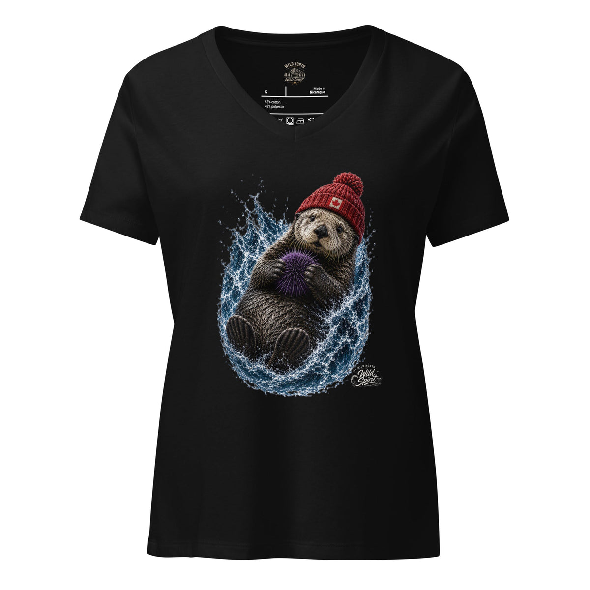 #wild_north_apparelWomen’s Coastal Canadian Otter - Relaxed V-neck T-shirt - Wild North Apparel™#canadian_outdoor_wildlife_inspired_clothing#