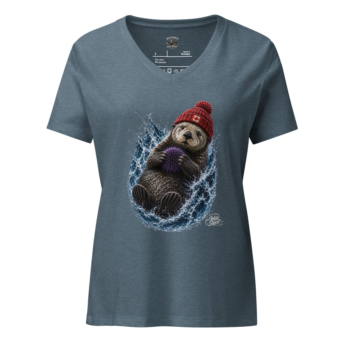 #wild_north_apparelWomen’s Coastal Canadian Otter - Relaxed V-neck T-shirt - Wild North Apparel™#canadian_outdoor_wildlife_inspired_clothing#