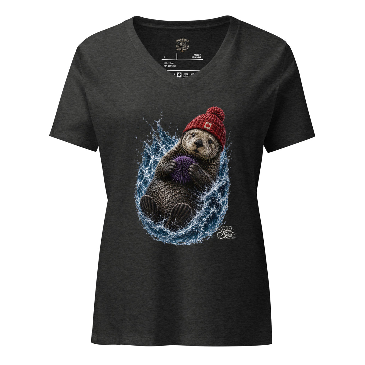 #wild_north_apparelWomen’s Coastal Canadian Otter - Relaxed V-neck T-shirt - Wild North Apparel™#canadian_outdoor_wildlife_inspired_clothing#
