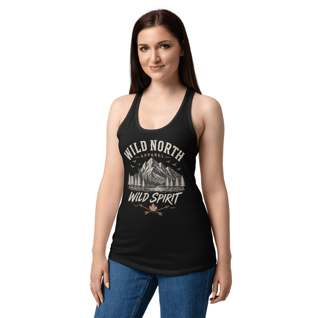 #wild_north_apparelWomen’s Mountain Wild Spirit - Fitted Racerback Tank Top - Wild North Apparel#canadian_outdoor_wildlife_inspired_clothing#