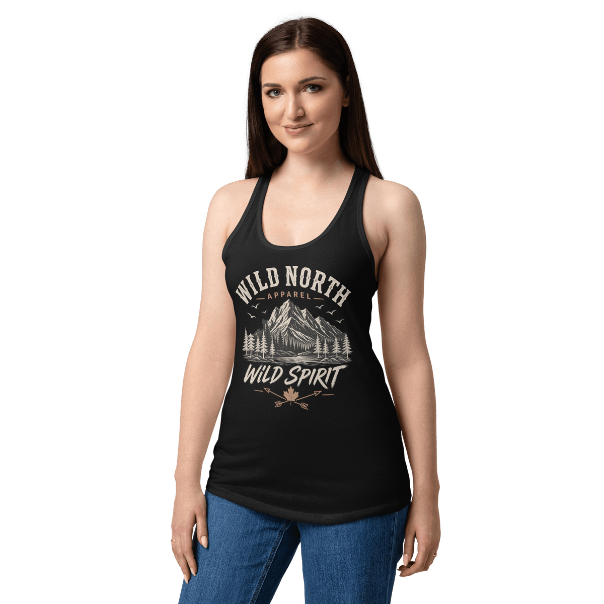 #wild_north_apparelWomen’s Mountain Wild Spirit - Fitted Racerback Tank Top - Wild North Apparel#canadian_outdoor_wildlife_inspired_clothing#