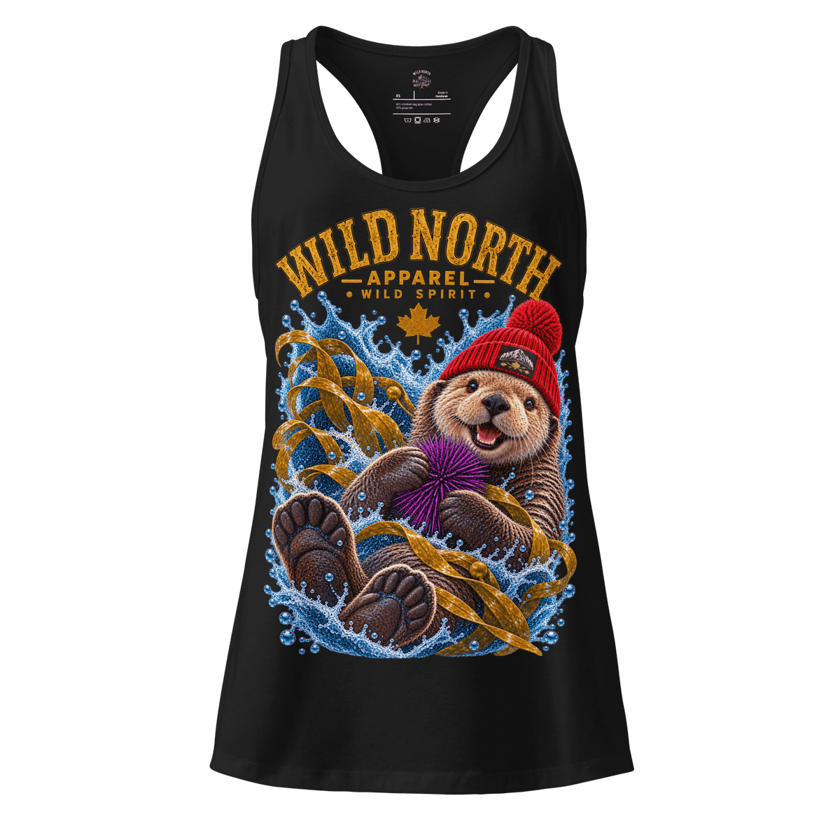 #wild_north_apparelWomen’s Northern Drift Wild Spirit Sea Otter - Fitted Racerback Tank Top - Wild North Apparel™#canadian_outdoor_wildlife_inspired_clothing#