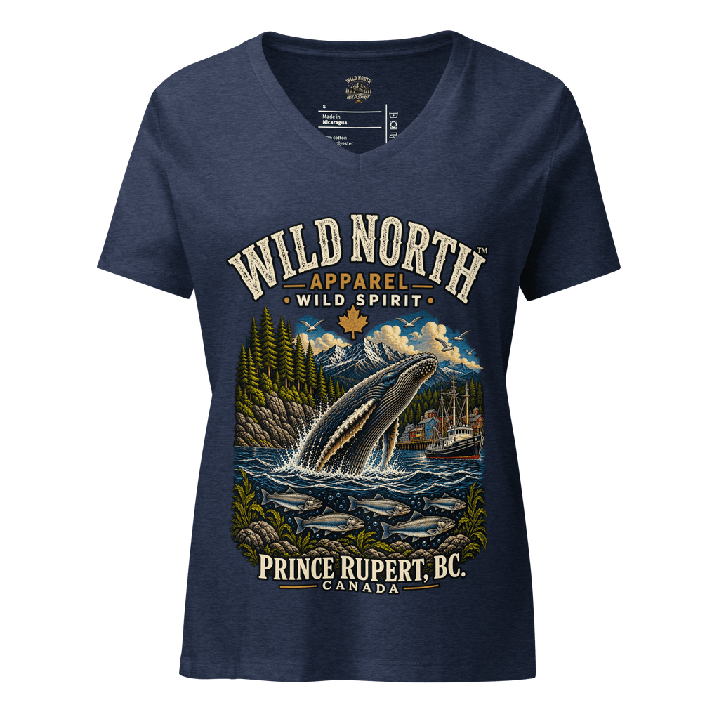 #wild_north_apparelWomen’s Wild North Prince Rupert Grizzly Heritage™ - relaxed v-neck t-shirt - Wild North Apparel™#canadian_outdoor_wildlife_inspired_clothing#