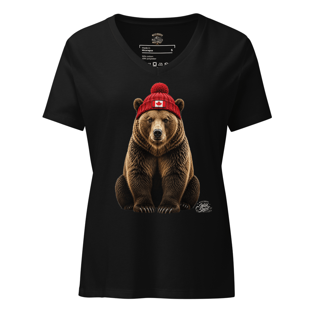 #wild_north_apparelWomen’s Wild Spirit Grizzly Tee - Relaxed V-neck T-shirt - Wild North Apparel™#canadian_outdoor_wildlife_inspired_clothing#