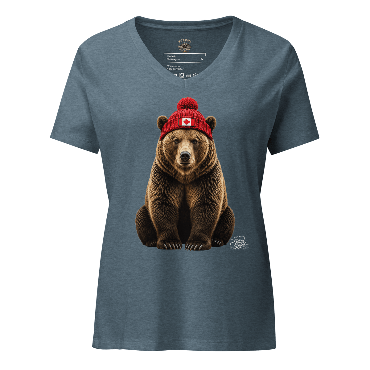 #wild_north_apparelWomen’s Wild Spirit Grizzly Tee - Relaxed V-neck T-shirt - Wild North Apparel™#canadian_outdoor_wildlife_inspired_clothing#