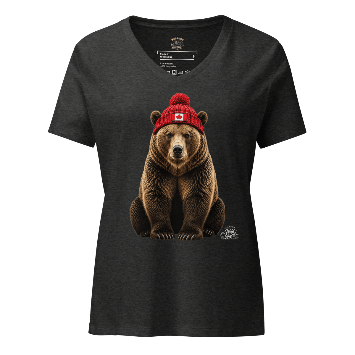 #wild_north_apparelWomen’s Wild Spirit Grizzly Tee - Relaxed V-neck T-shirt - Wild North Apparel™#canadian_outdoor_wildlife_inspired_clothing#