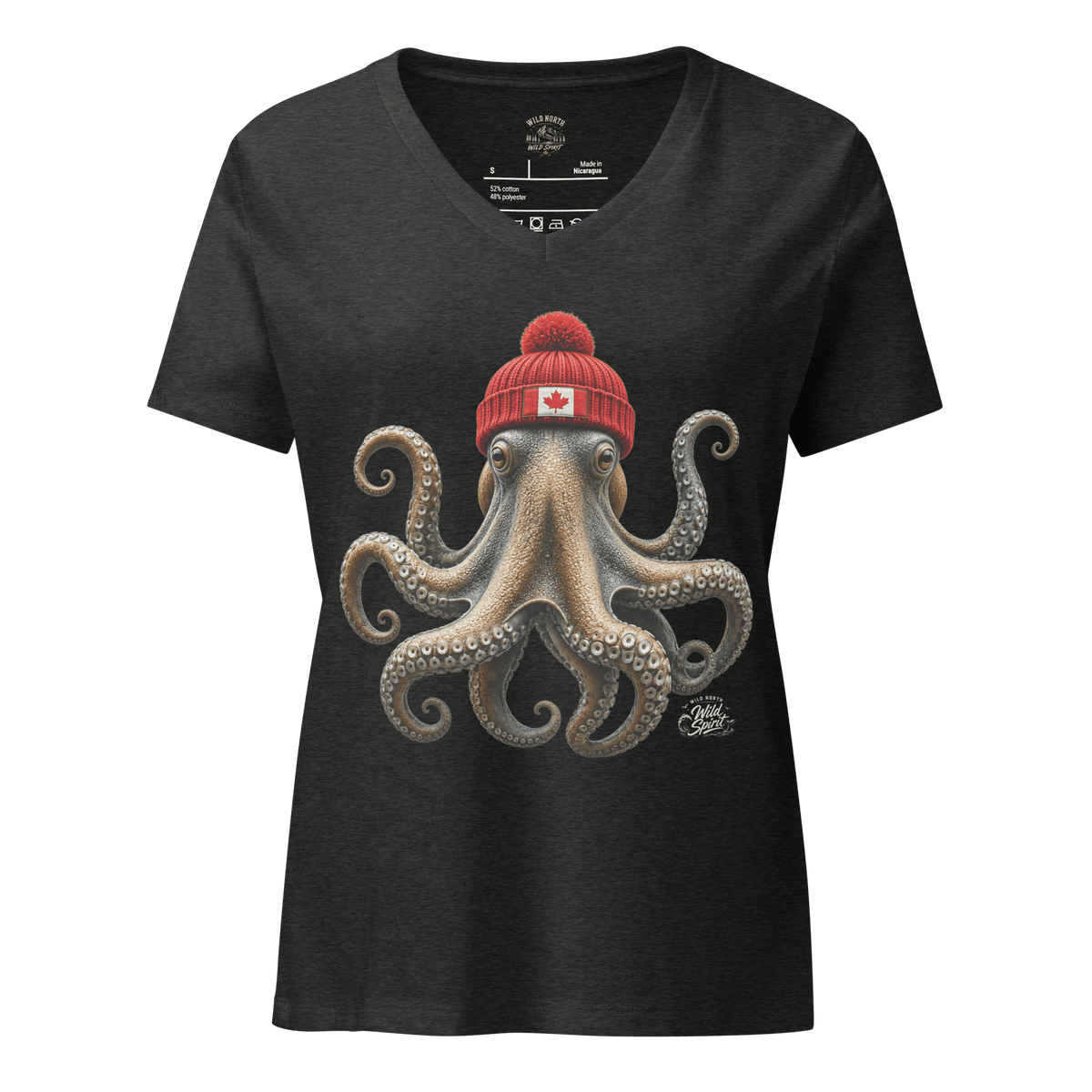 #wild_north_apparelWomen’s Wild Spirit Octopus - Relaxed V-neck T-shirt - Wild North Apparel#canadian_outdoor_wildlife_inspired_clothing#