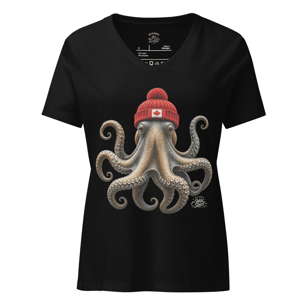 #wild_north_apparelWomen’s Wild Spirit Octopus - Relaxed V-neck T-shirt - Wild North Apparel#canadian_outdoor_wildlife_inspired_clothing#