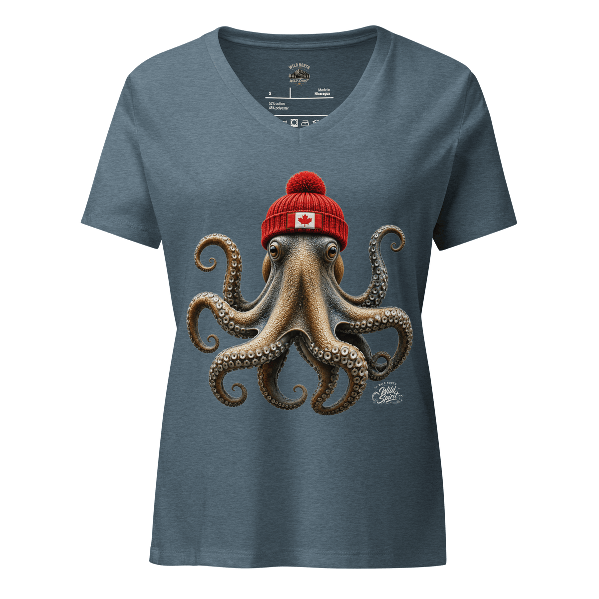 #wild_north_apparelWomen’s Wild Spirit Octopus - Relaxed V-neck T-shirt - Wild North Apparel#canadian_outdoor_wildlife_inspired_clothing#