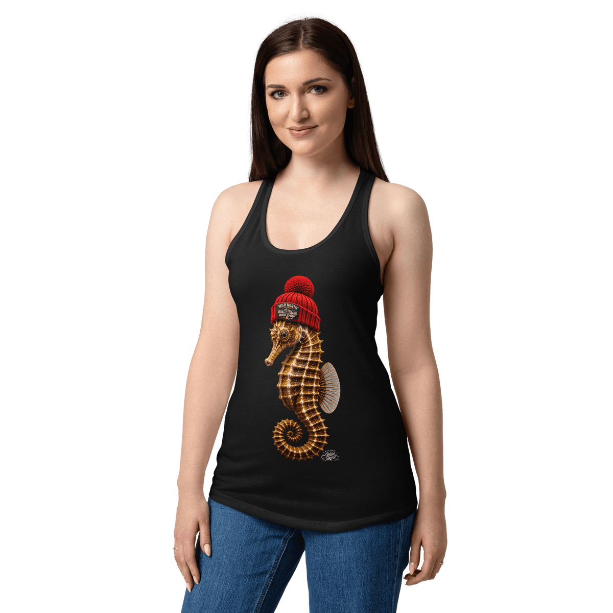 #wild_north_apparelWomen’s Wild Spirit™ Seahorse - fitted racerback tank top - Wild North Apparel™#canadian_outdoor_wildlife_inspired_clothing#